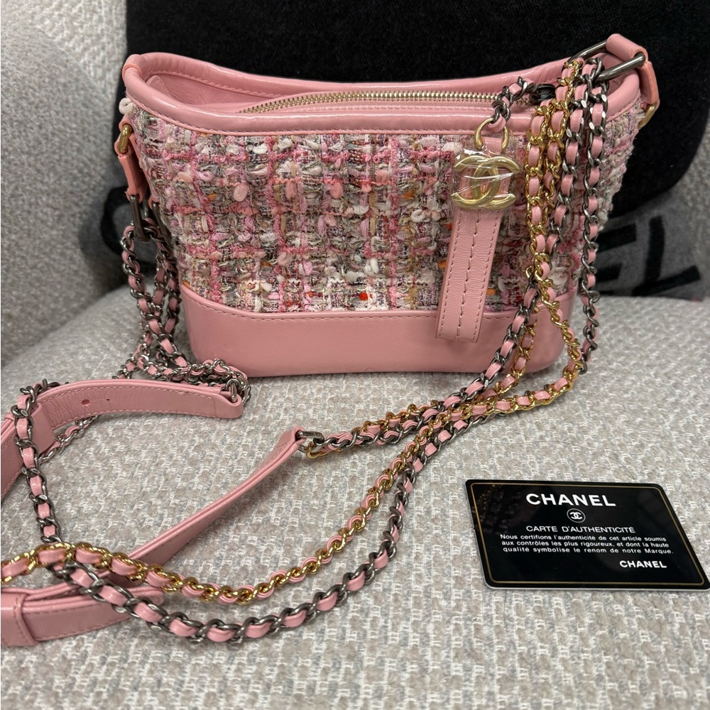 Chanel Pink Multicolor Tweed Crossbody Bag